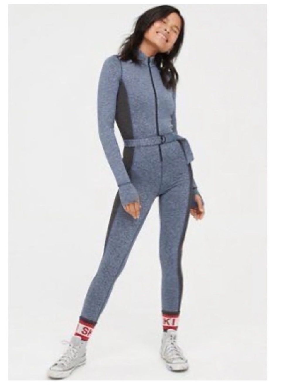 Offline by Aerie Chillside Collection Warmup Base Layer Jumpsuit Blue - Medium